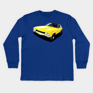 British Ford Capri in yellow Kids Long Sleeve T-Shirt